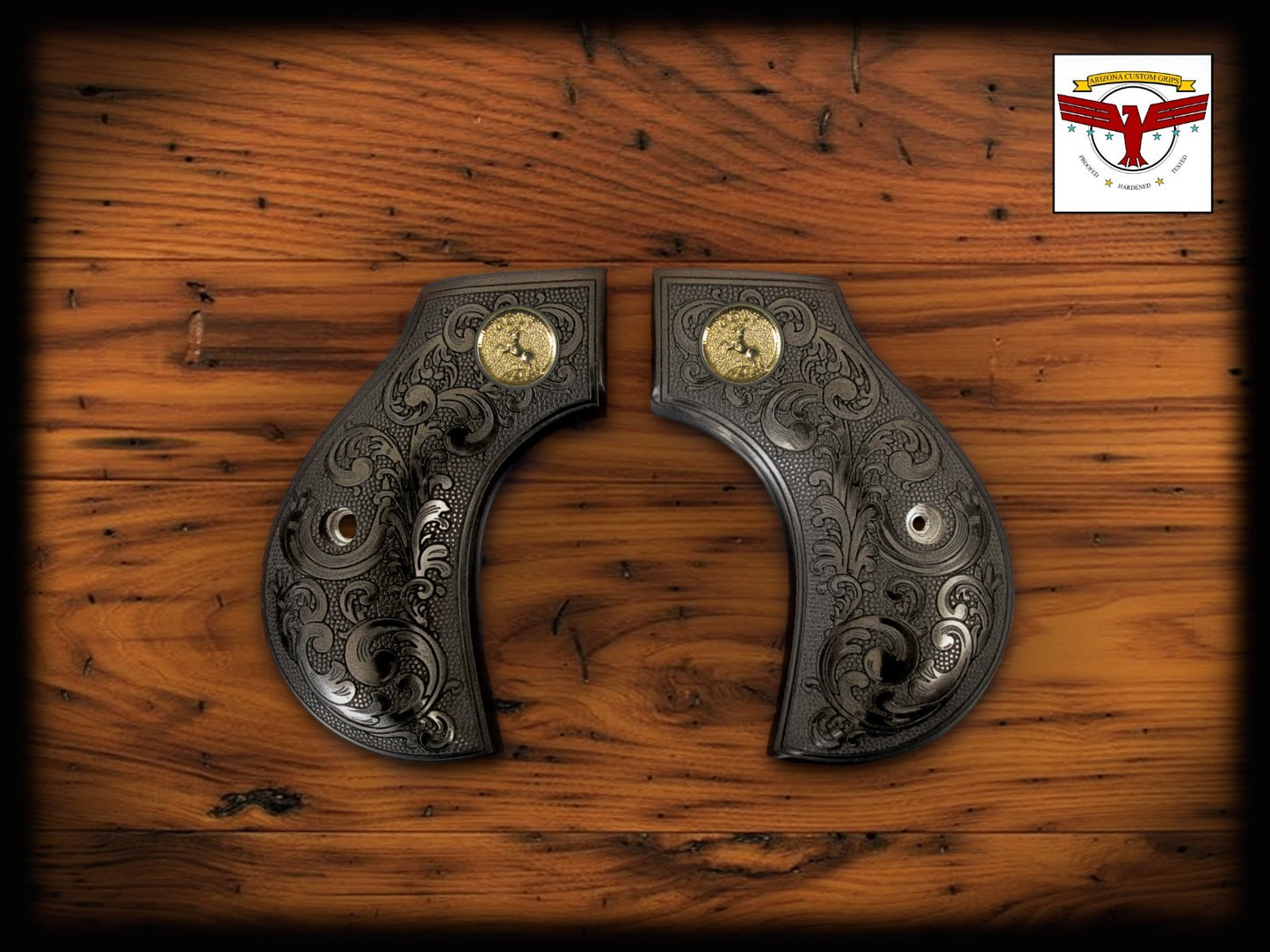 UBERTI / CIMARRON THUNDERER SAA MAGNA-TUSK™ GRIPS ~ 2P BLACK IVORY SCROLL