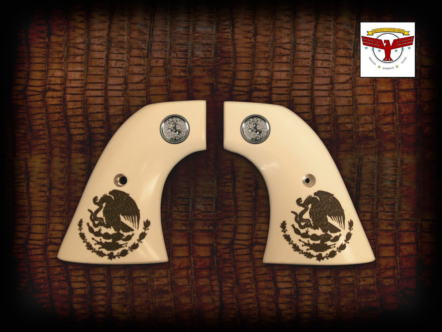 AMERICAN WESTERN ARMS AWA SAA GRIPS ~ 2P MEXICAN EAGLE IVORY