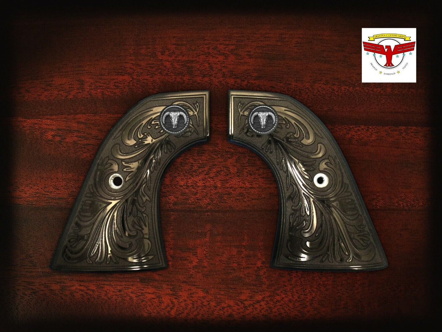 RUGER NEW VAQUERO, MONTADO, FLATTOP BLACKHAWK GRIPS ~ MT BLACK IVORY FLORAL