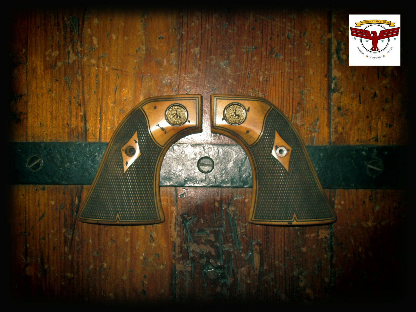 TAURUS DEPUTY SAA MAGNA-TUSK™ GRIPS ~ AGED DISTRESSED IVORY + CLASSIC CHECKERING