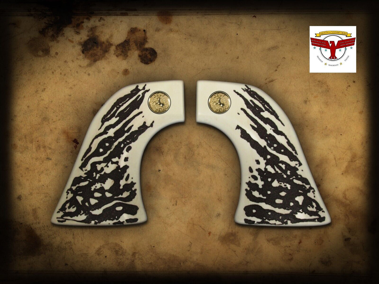 UBERTI 1851/1861 NAVY; CONVERSIONS; 1871/1872 OPEN TOP GRIPS ~ 1P WHITE STAG
