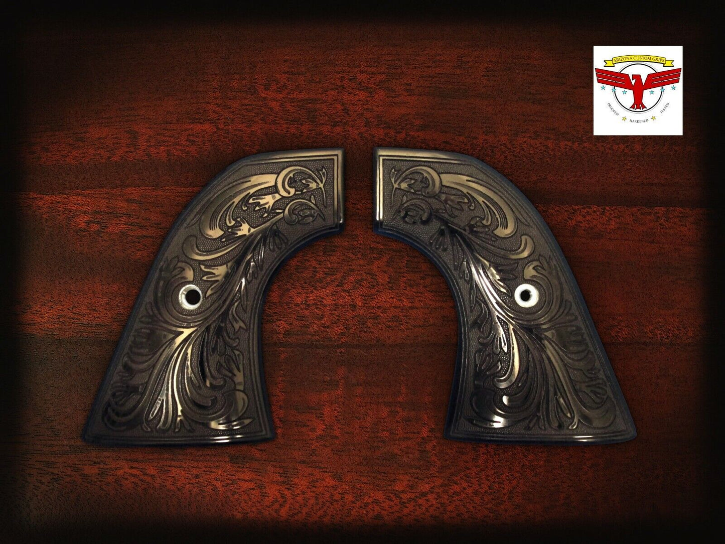 RUGER NEW VAQUERO, MONTADO, FLATTOP BLACKHAWK GRIPS ~ MT BLACK IVORY FLORAL