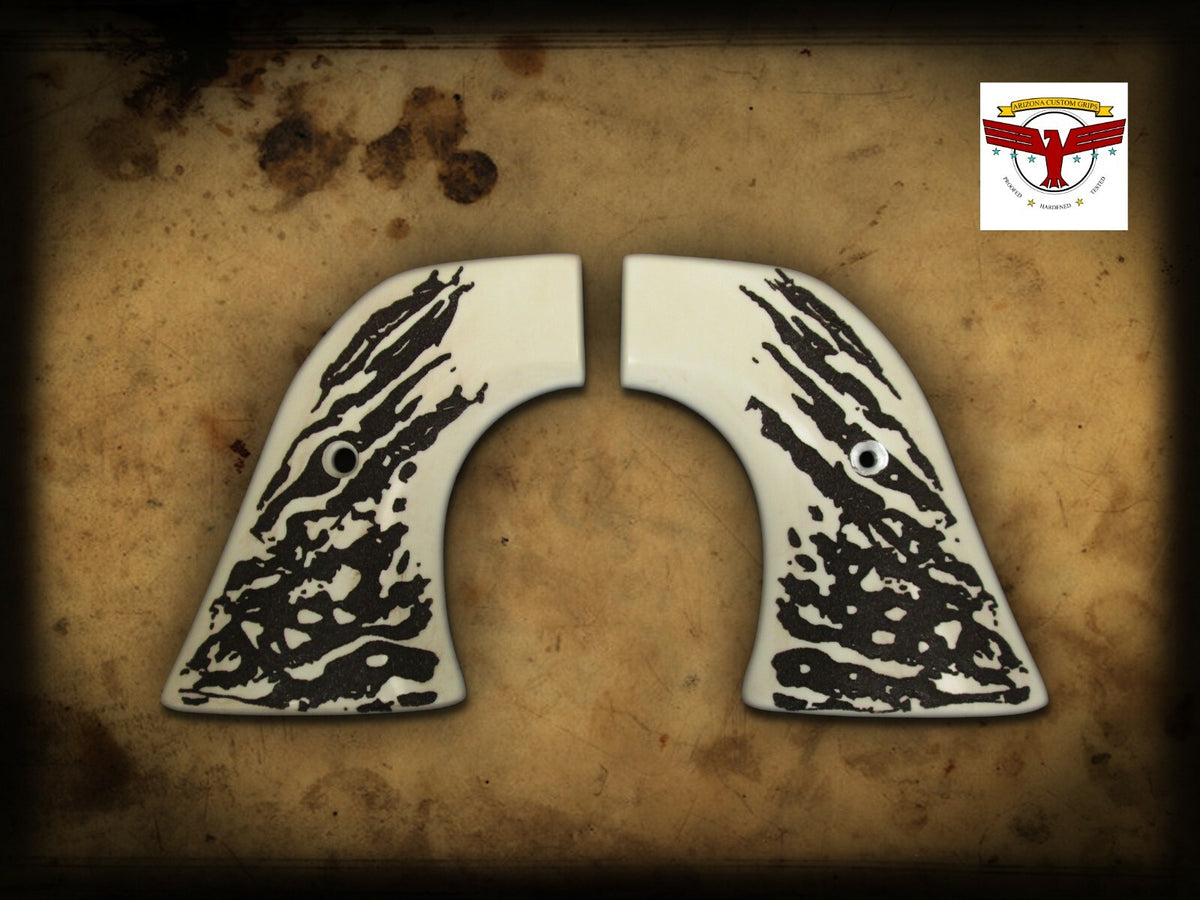 RUGER BLACKHAWK, VAQUERO, SINGLE SIX, SBH Rnd ~ Magna-Tusk™ WHITE STAG GRIPS