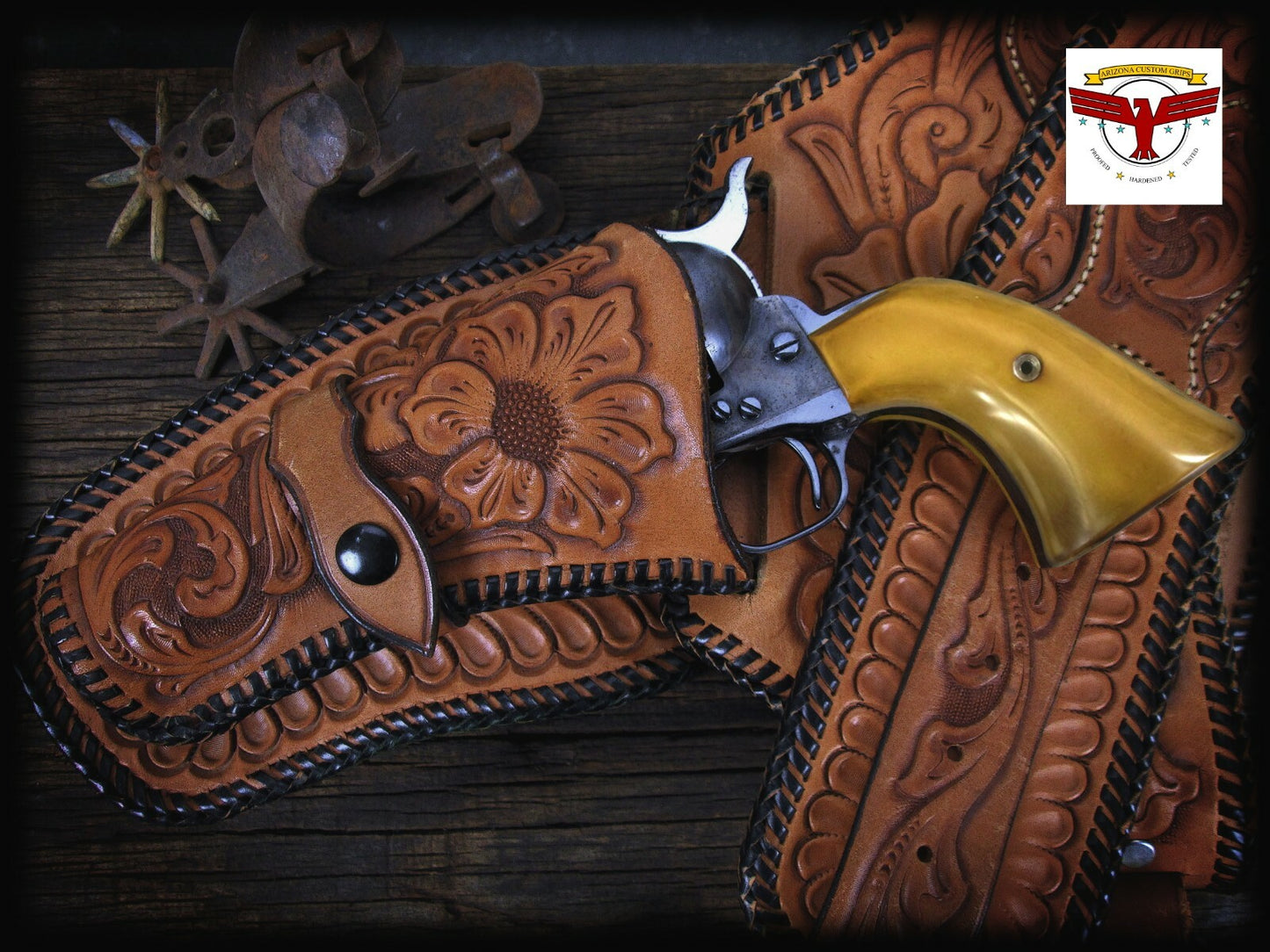 PIETTA FRONTIER, PISTOLERO, GREAT WESTERN II 2 MAGNA-TUSK GRIPS ~ 2P AGED IVORY