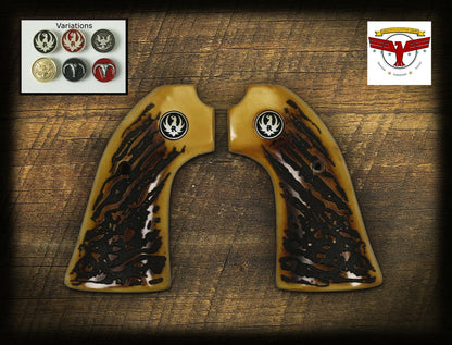 RUGER BISLEY MAGNA-TUSK™ AGED STAG GRIPS ~ BISLEY SINGLE ACTION REVOLVER (QR)