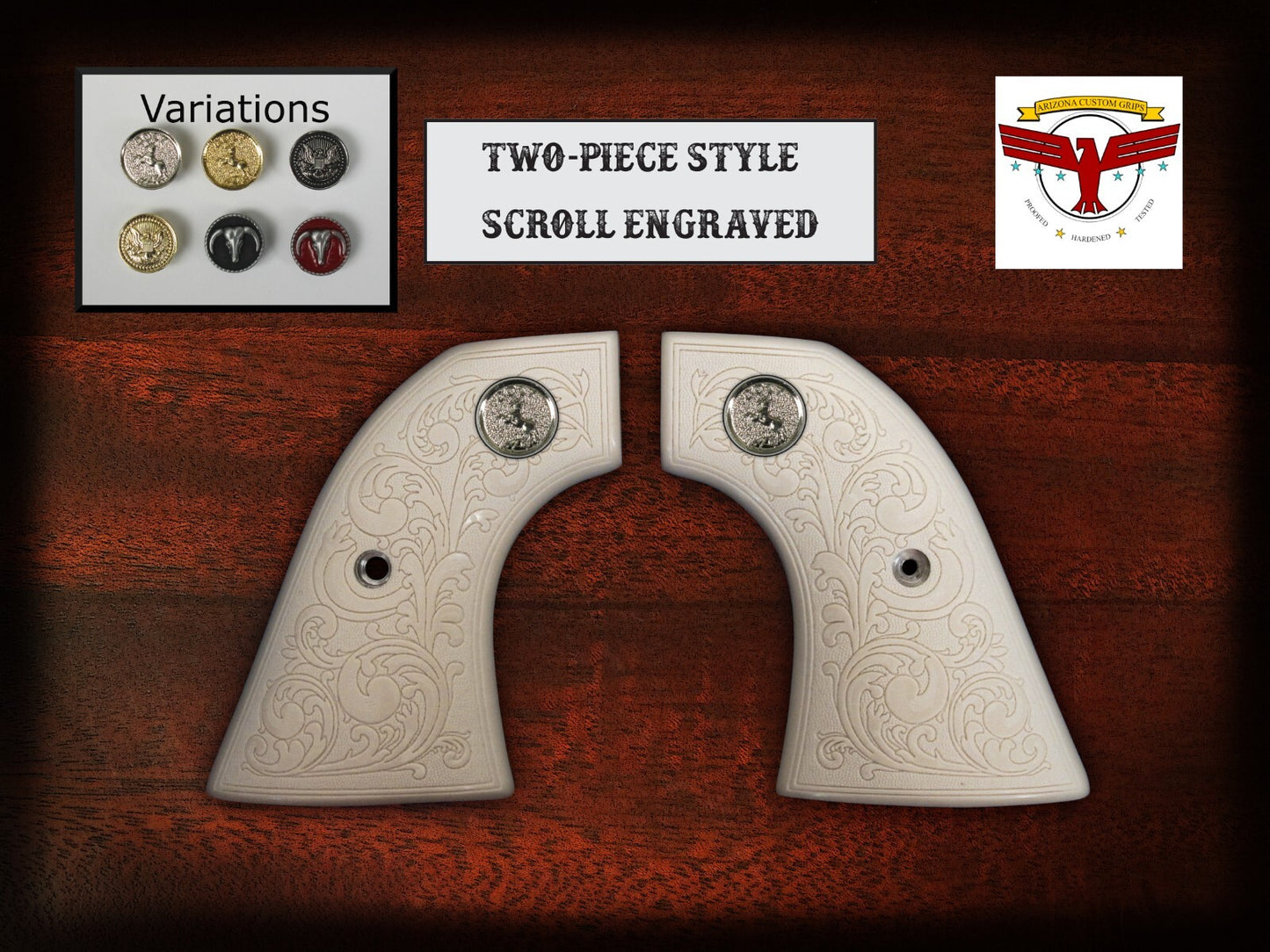 CHIAPPA SAA 1873-22 1873-17 KIMAR GRIPS ~ MAGNA-TUSK™ WHITE SCROLL IVORY QR