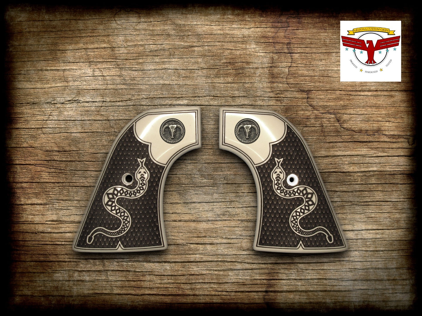 RUGER BLACKHAWK, VAQUERO, SINGLE SIX, SBH ~ Magna-Tusk™ IVORY RATTLESNAKE GRIPS