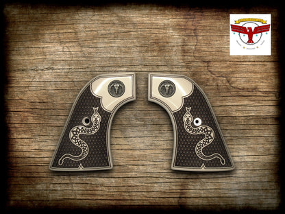 RUGER BLACKHAWK, VAQUERO, SINGLE SIX, SBH ~ Magna-Tusk™ IVORY RATTLESNAKE GRIPS