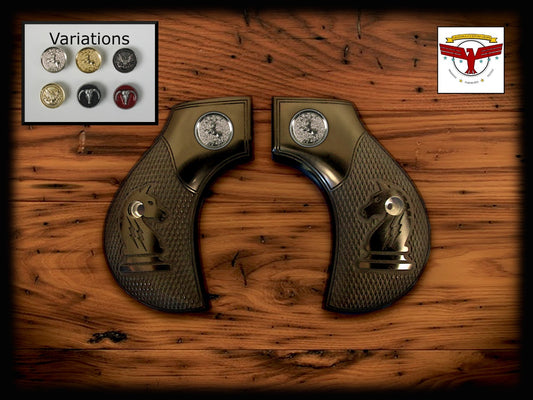UBERTI / CIMARRON THUNDERER SAA MAGNA-TUSK™ GRIPS ~ 2P BLACK IVORY KNIGHT CHECK