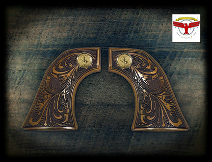 UBERTI SAA ONE-PIECE STYLE SINGLE ACTION ARMY AGED FLORAL GRIPS ~ Cattleman, etc