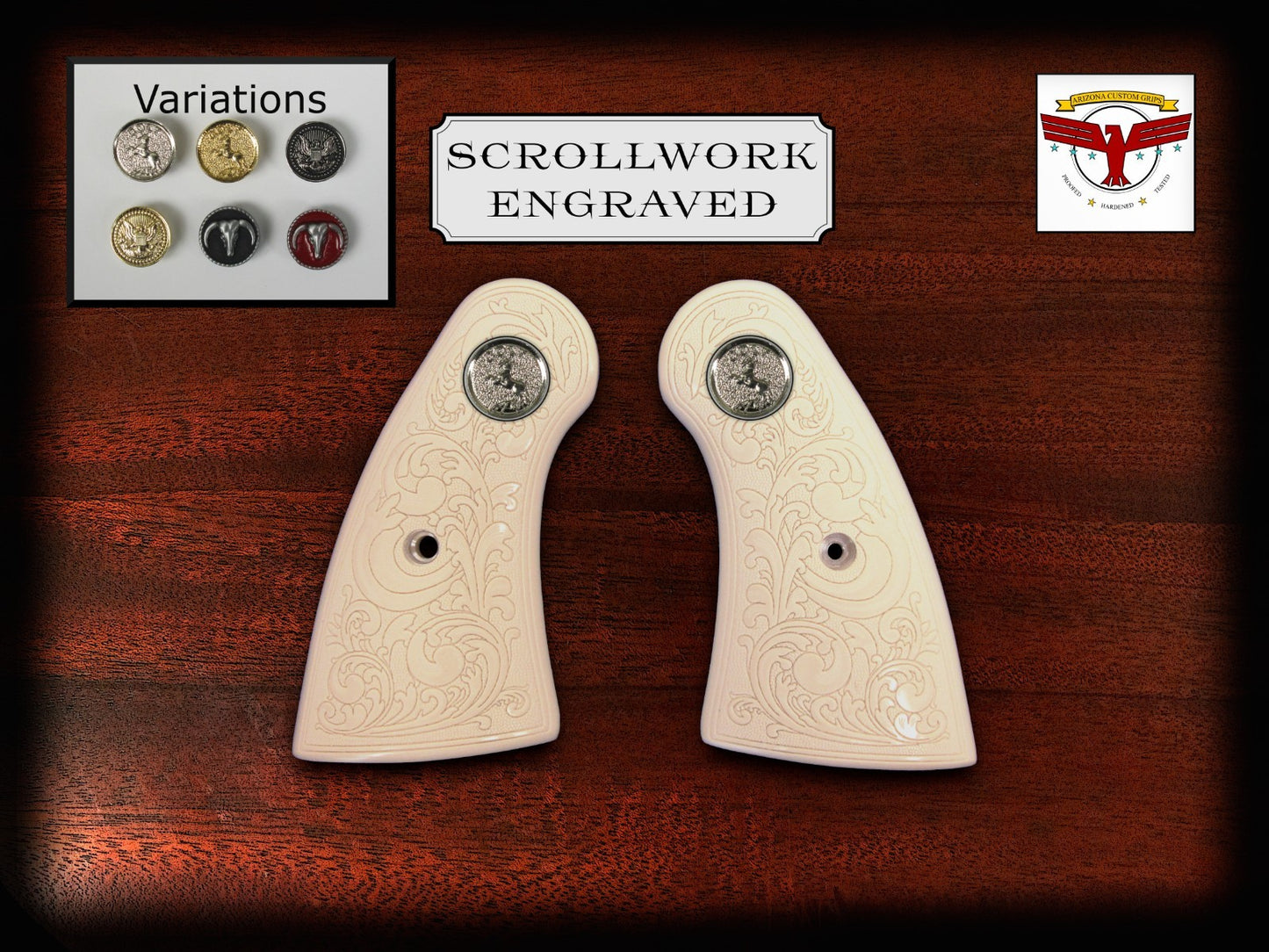 COLT PYTHON MAGNA-TUSK™ GRIPS – WHITE SCROLL ENGRAVED