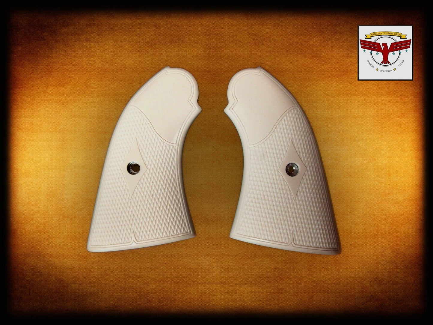 UBERTI 1858 REMINGTON GRIPS ~ MAGNA-TUSK™ White Ivory + Classic Checkering