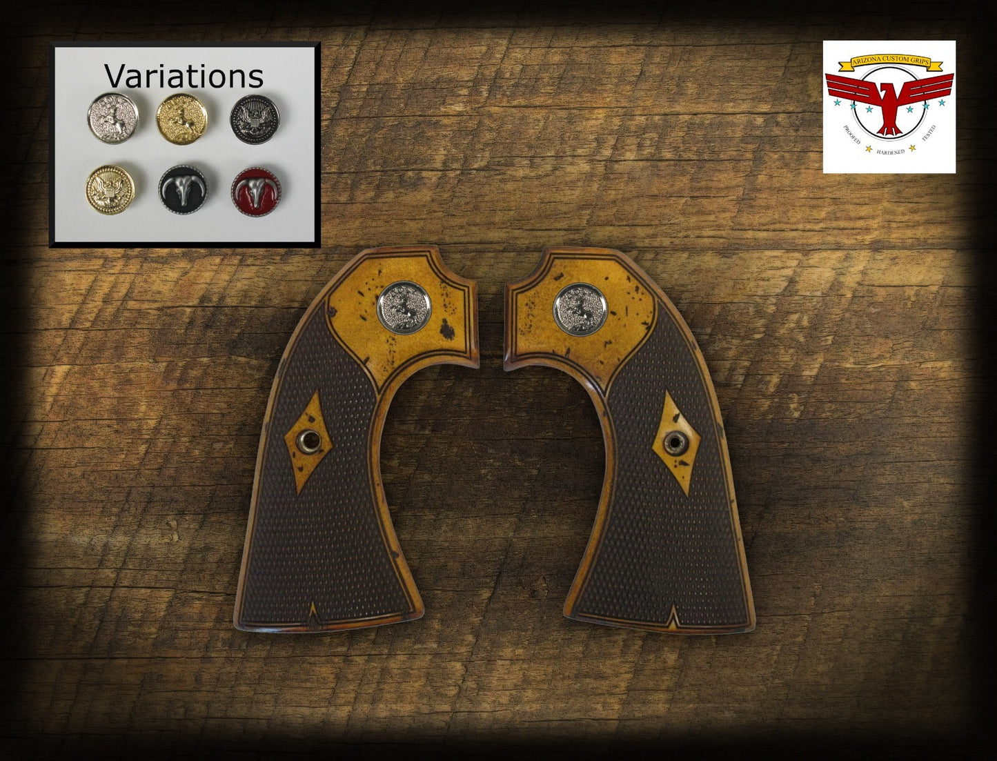 BERETTA STAMPEDE BISLEY GRIPS ~ MAGNA-TUSK™ AGED DISTRESSED CHECKERED IVORY