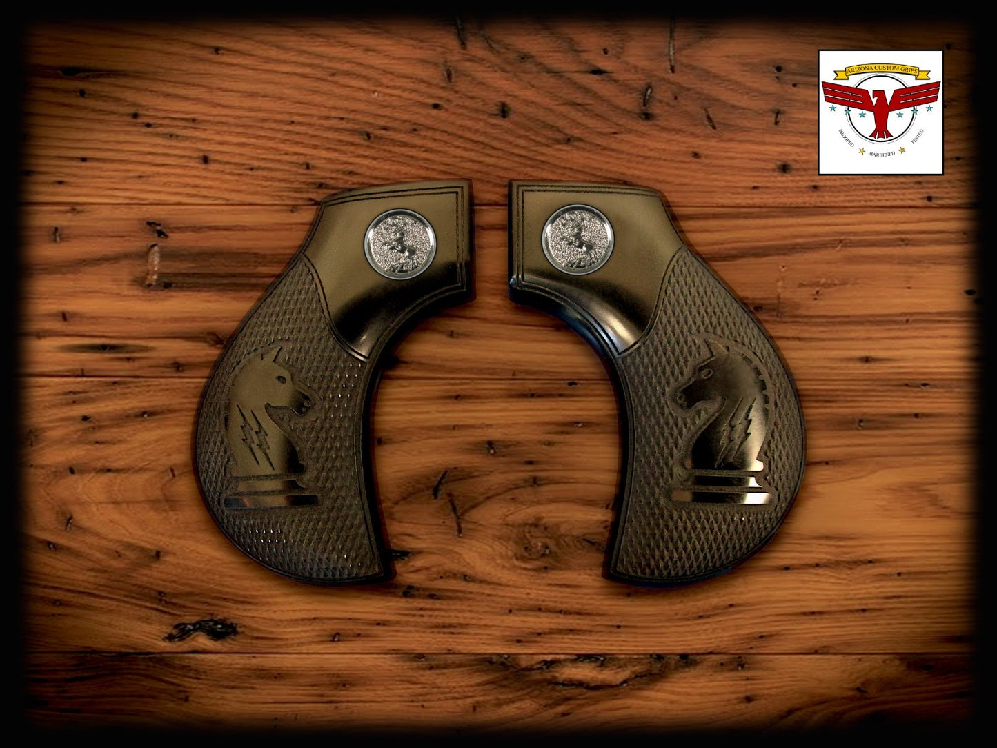 UBERTI / CIMARRON THUNDERER SAA MAGNA-TUSK™ GRIPS ~ 1P BLACK IVORY KNIGHT CHECK