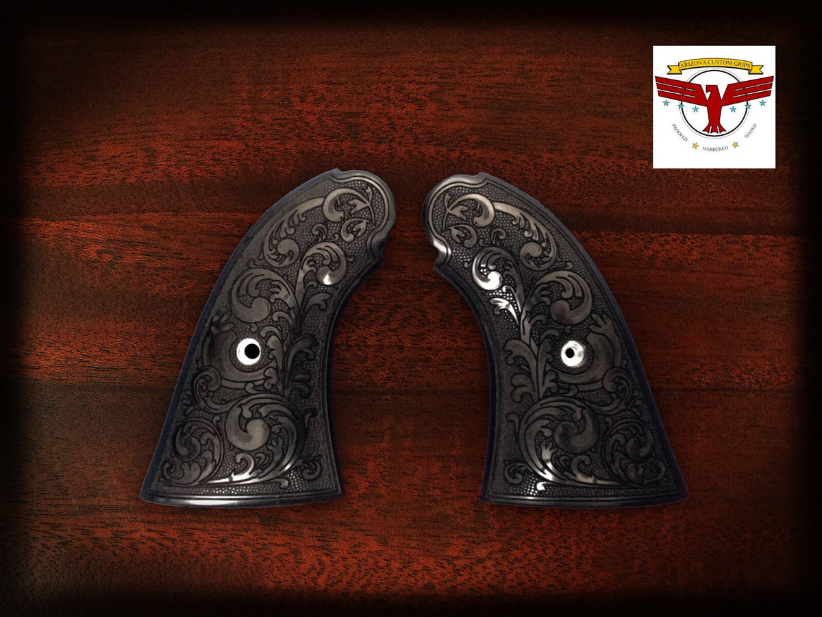 PIETTA 1858 REMINGTON GRIPS ~ MAGNA-TUSK™ BLACK IVORY SCROLLWORK