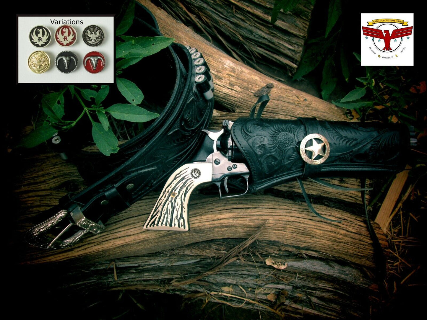 Arizona Custom Stag™ ~ Ruger Super Blackhawk ~ B-Western Stag Grips