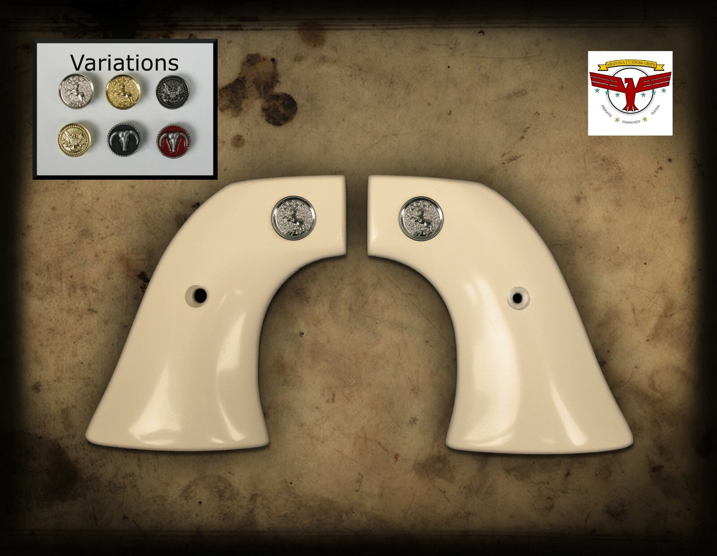 PIETTA FRONTIER, PISTOLERO, GREAT WESTERN II 2 MAGNA-TUSK GRIPS ~ 2P WHITE IVORY