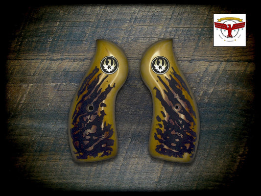 Round-Butt RUGER REDHAWK Magna-Tusk™ GRIPS ~ PREMIUM AGED STAG