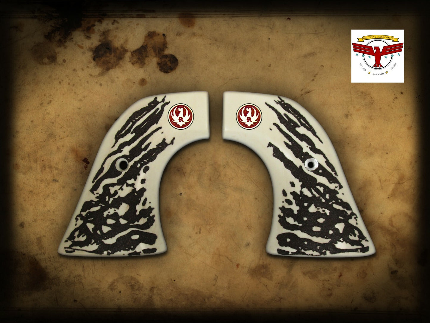 RUGER BLACKHAWK, VAQUERO, SINGLE SIX, SBH Rnd ~ Magna-Tusk™ WHITE STAG GRIPS