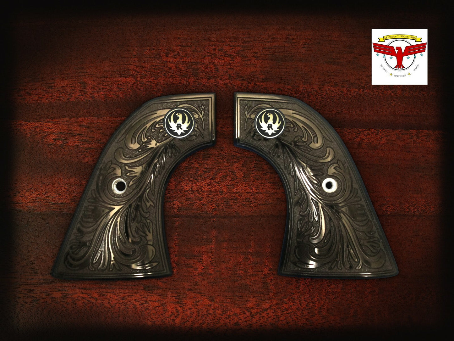 RUGER WRANGLER & SUPER WRANGLER GRIPS ~ MAGNA-TUSK ~ MT BLACK IVORY FLORAL GRIPS