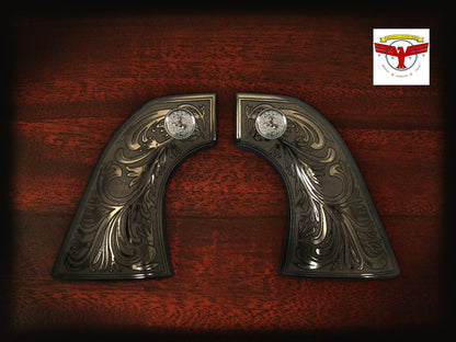 PIETTA FRONTIER, PISTOLERO, GREAT WESTERN II 2 GRIPS ~ 1P BLACK IVORY FLORAL