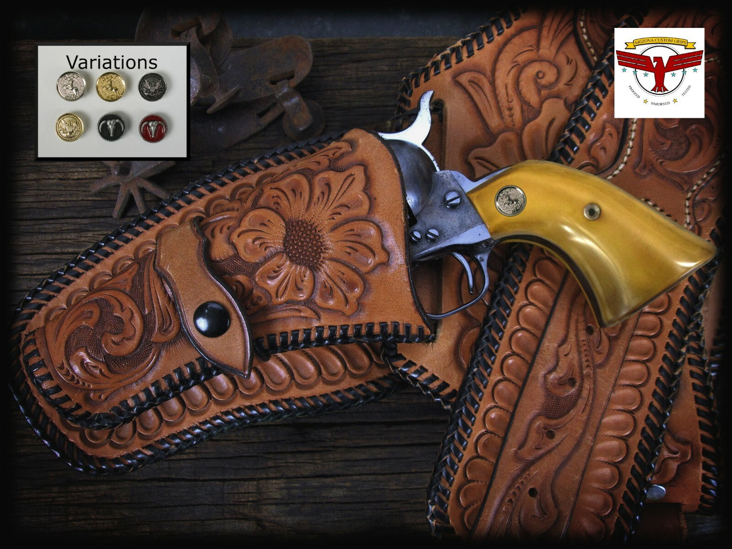 PIETTA FRONTIER, PISTOLERO, GREAT WESTERN II 2 MAGNA-TUSK GRIPS ~ 2P AGED IVORY