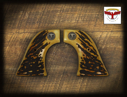 UBERTI SAA 1P AGED STAG GRIPS ~ Cattleman, Evil Roy, El Patron, Pistoleer, etc.