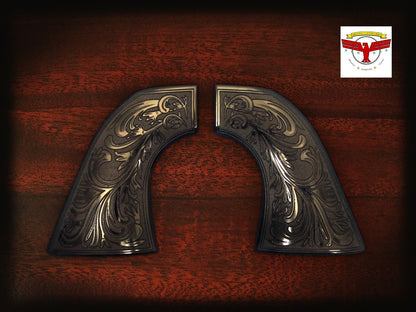 PIETTA FRONTIER, PISTOLERO, GREAT WESTERN II 2 GRIPS ~ 1P BLACK IVORY FLORAL