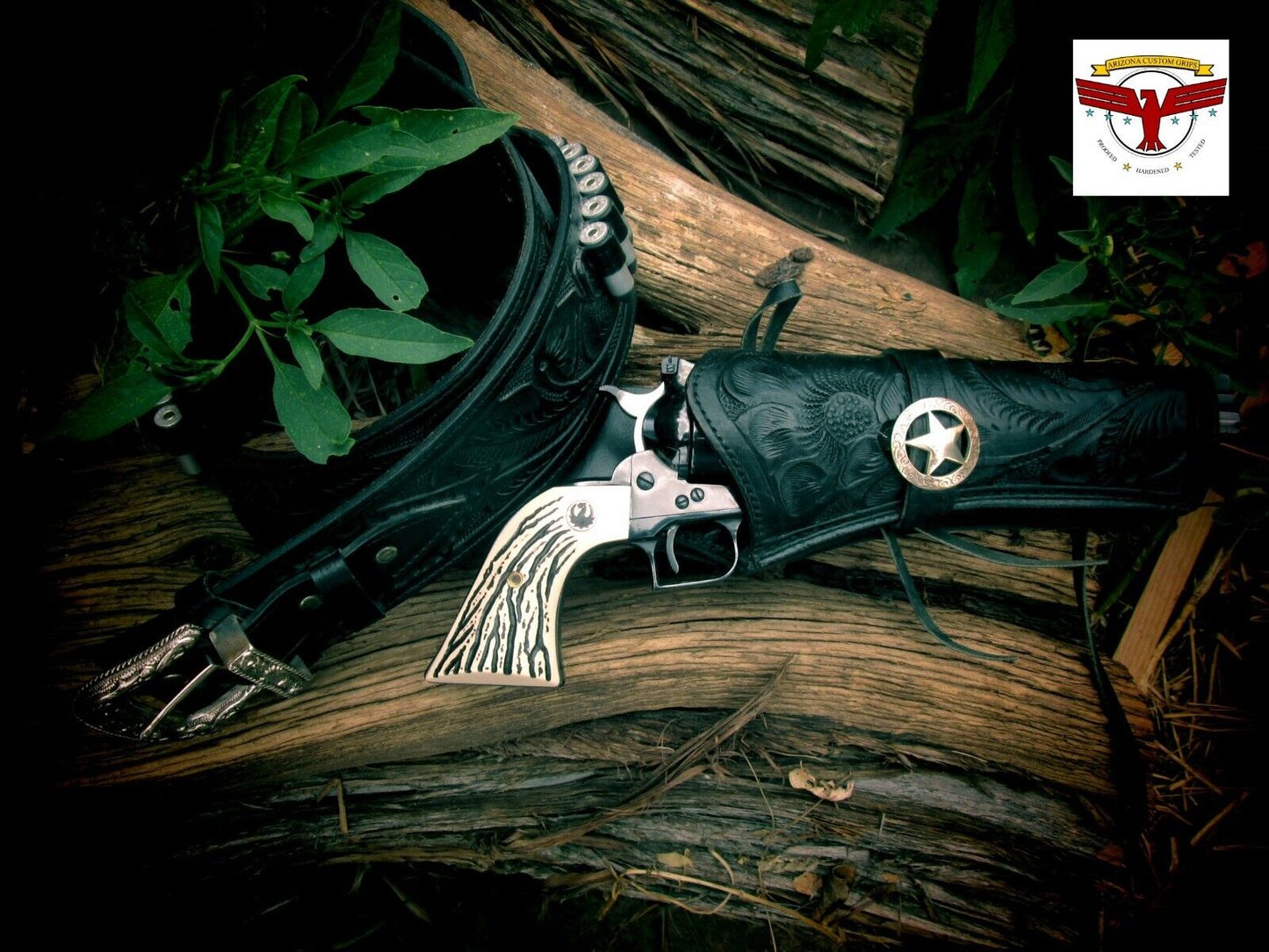 Arizona Custom Stag™ ~ Ruger Super Blackhawk ~ B-Western Stag Grips