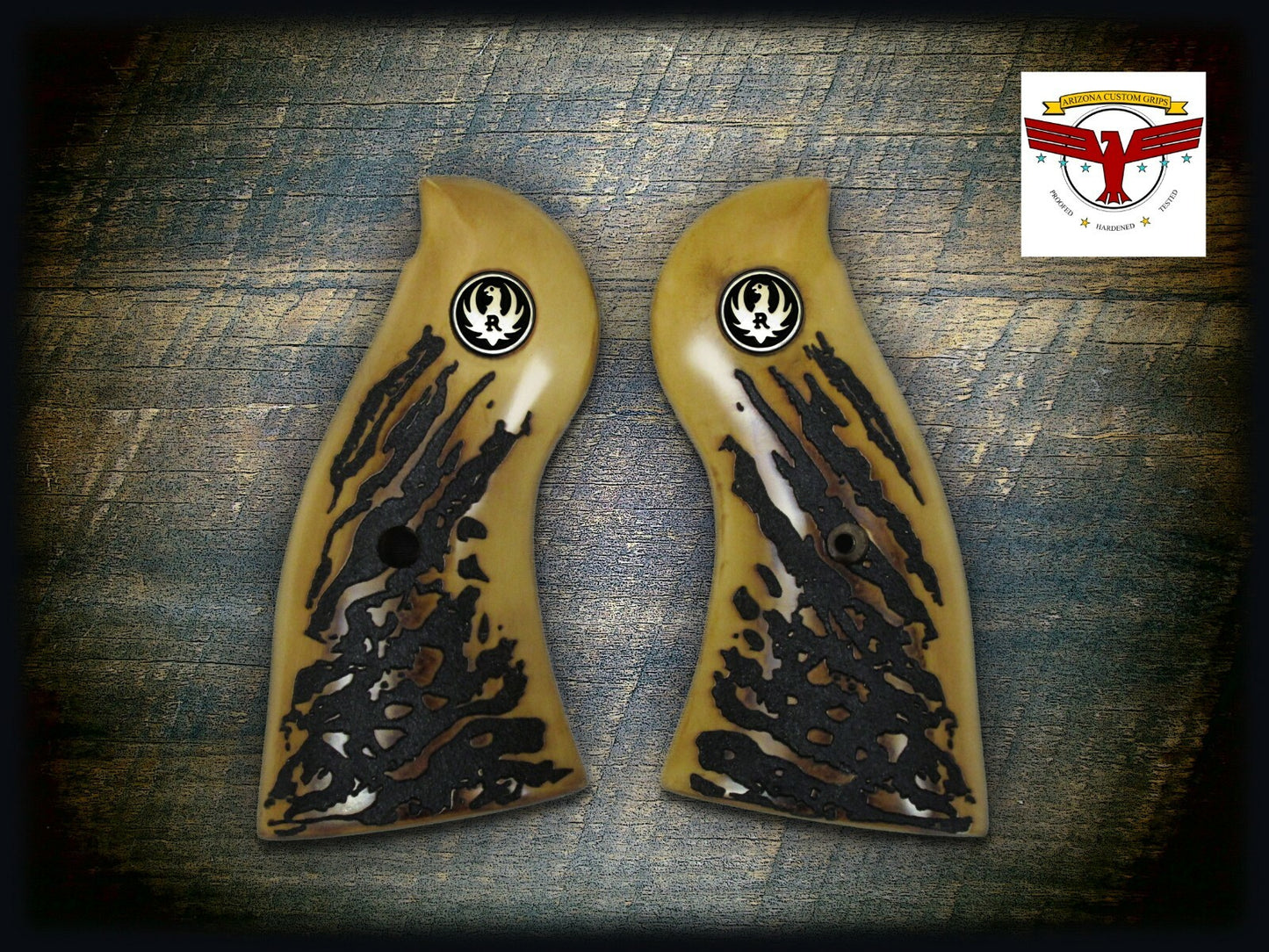RUGER SECURITY-SIX and SERVICE-SIX 6 Magna-Tusk™ PREMIUM AGED STAG GRIPS