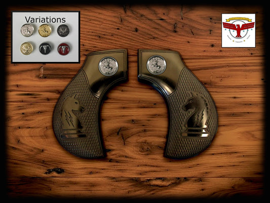 UBERTI / CIMARRON THUNDERER SAA MAGNA-TUSK™ GRIPS ~ 1P BLACK IVORY KNIGHT CHECK