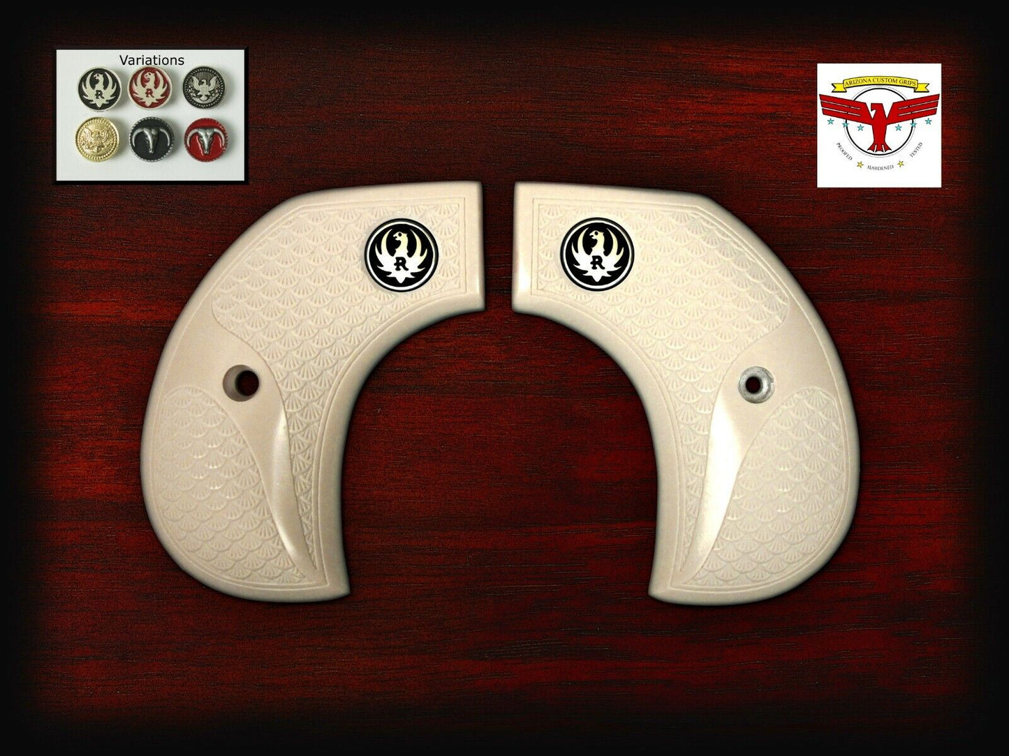 RUGER BIRDSHEAD VAQUERO, NEW VAQUERO, & WRANGLER GRIPS ~ Mg Tsk FISHSCALE IVORY