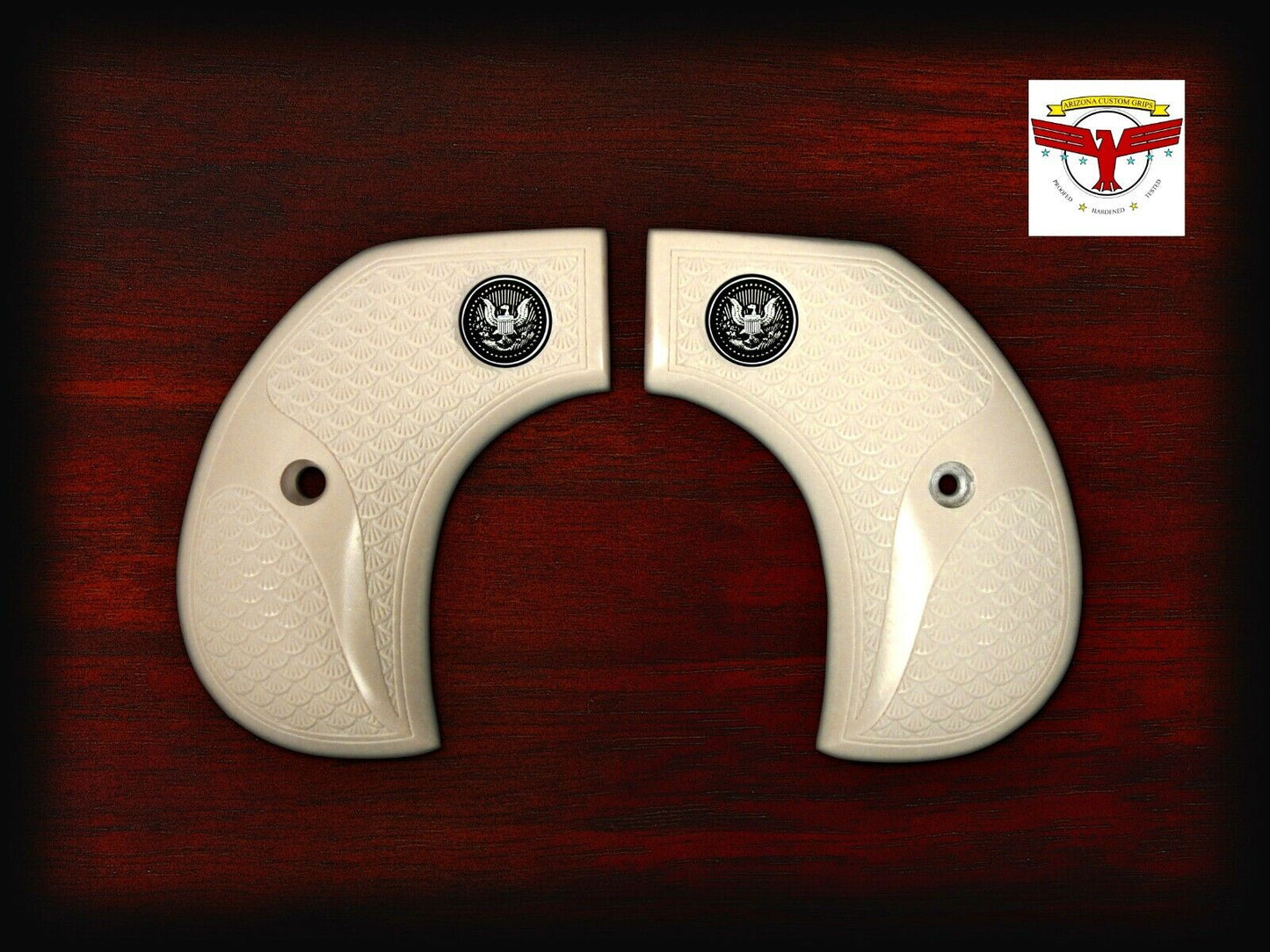 RUGER BIRDSHEAD VAQUERO, NEW VAQUERO, & WRANGLER GRIPS ~ Mg Tsk FISHSCALE IVORY