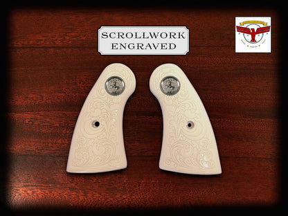 COLT PYTHON MAGNA-TUSK™ GRIPS – WHITE SCROLL ENGRAVED