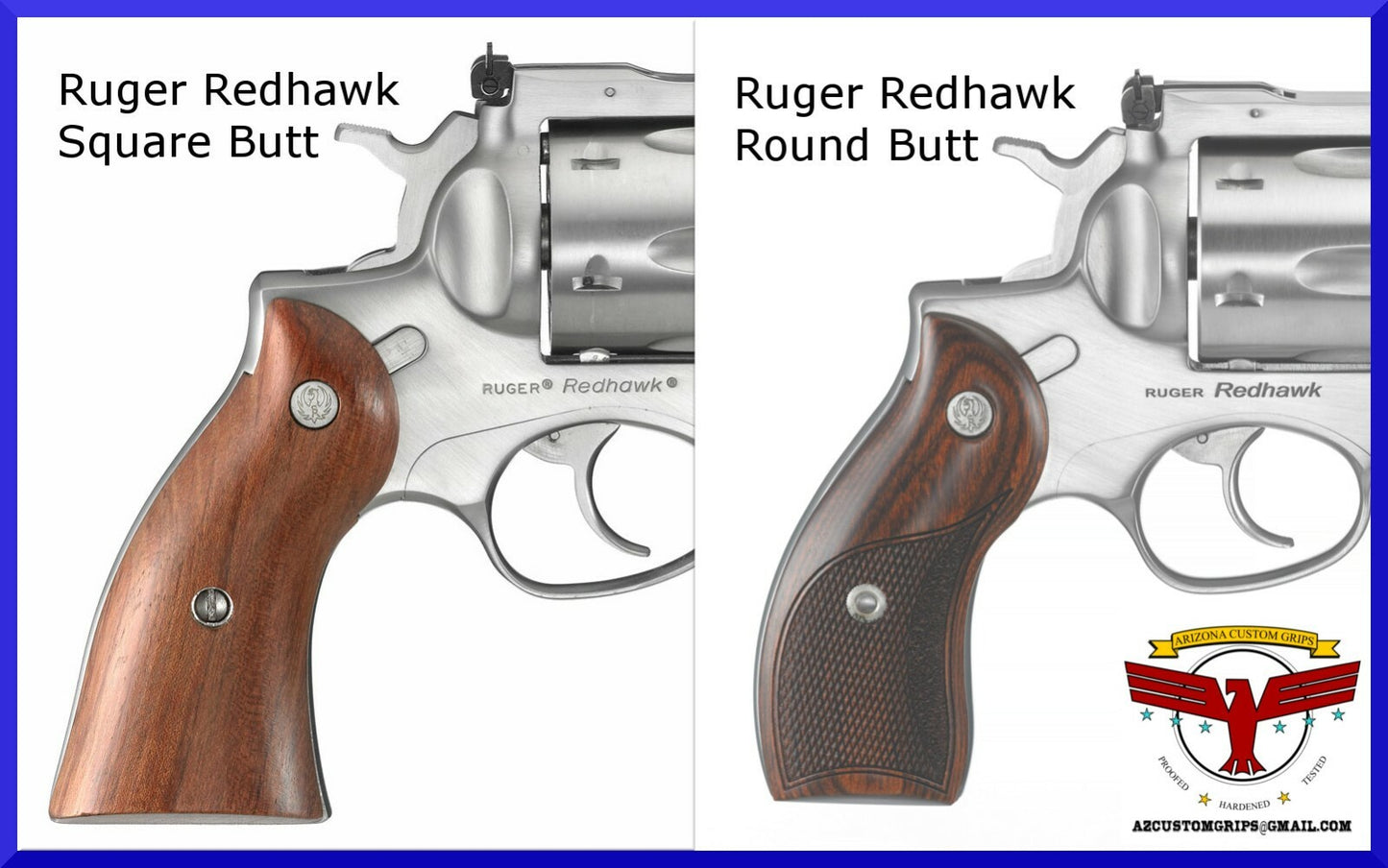 RUGER REDHAWK ROUND BUTT MAGNA-TUSK™ IVORY GRIPS ~ SERPENTINE CHECKERING