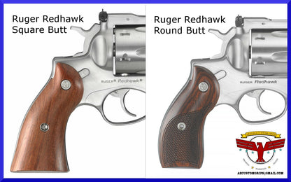 RUGER REDHAWK ROUND BUTT MAGNA-TUSK™ IVORY GRIPS ~ SERPENTINE CHECKERING