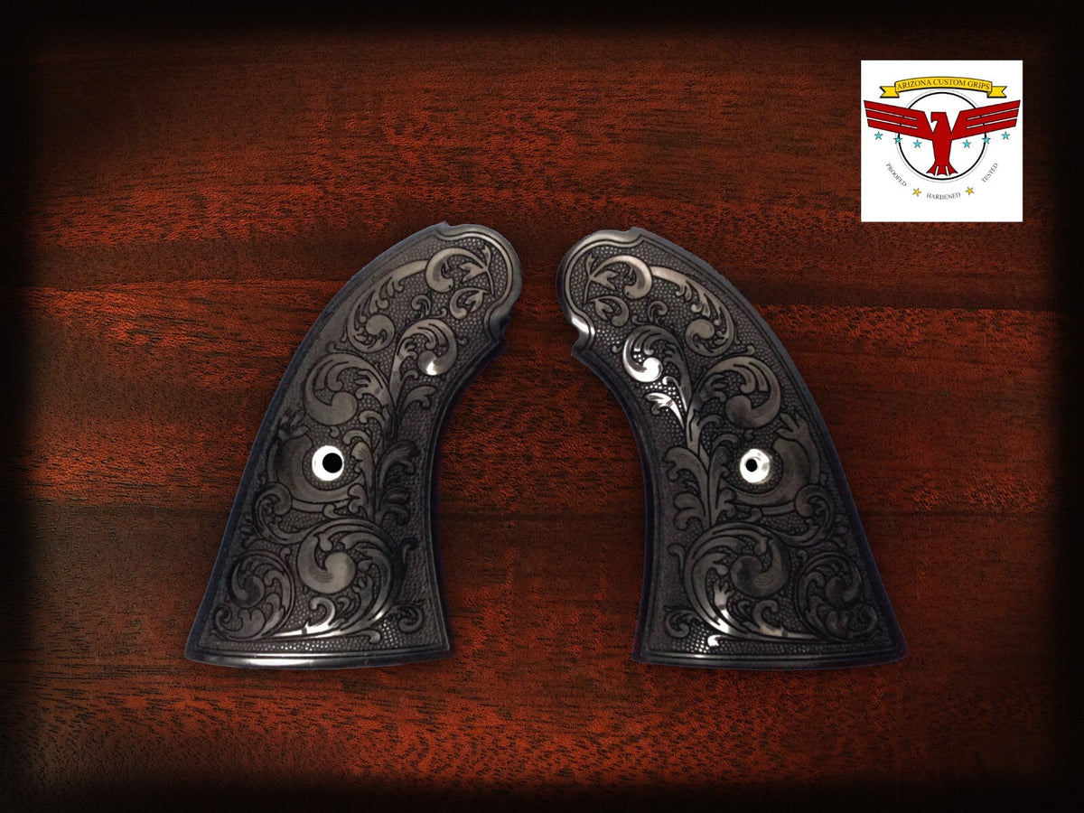 PIETTA 1858 REMINGTON GRIPS ~ MAGNA-TUSK™ BLACK IVORY SCROLLWORK