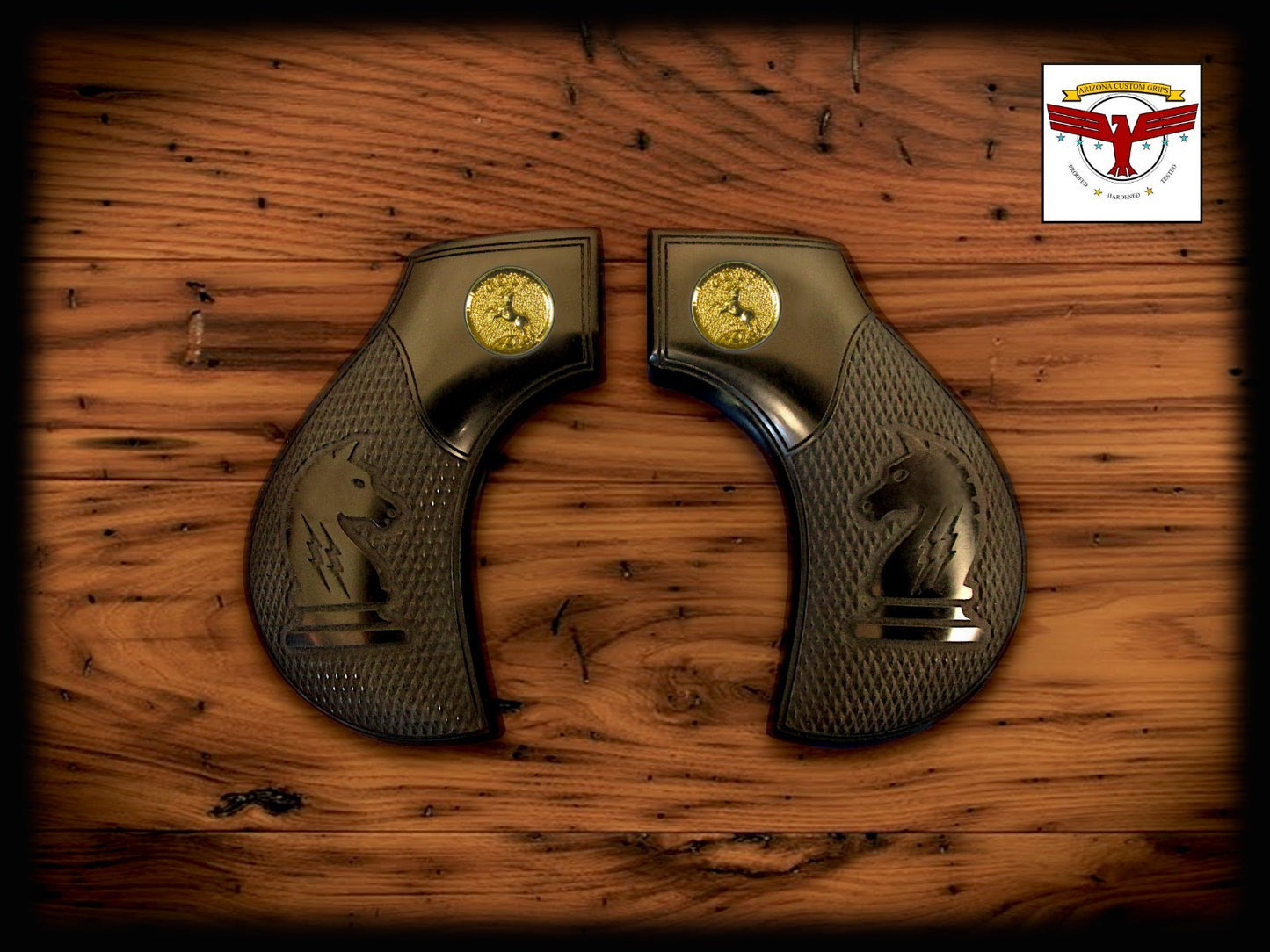UBERTI / CIMARRON THUNDERER SAA MAGNA-TUSK™ GRIPS ~ 1P BLACK IVORY KNIGHT CHECK