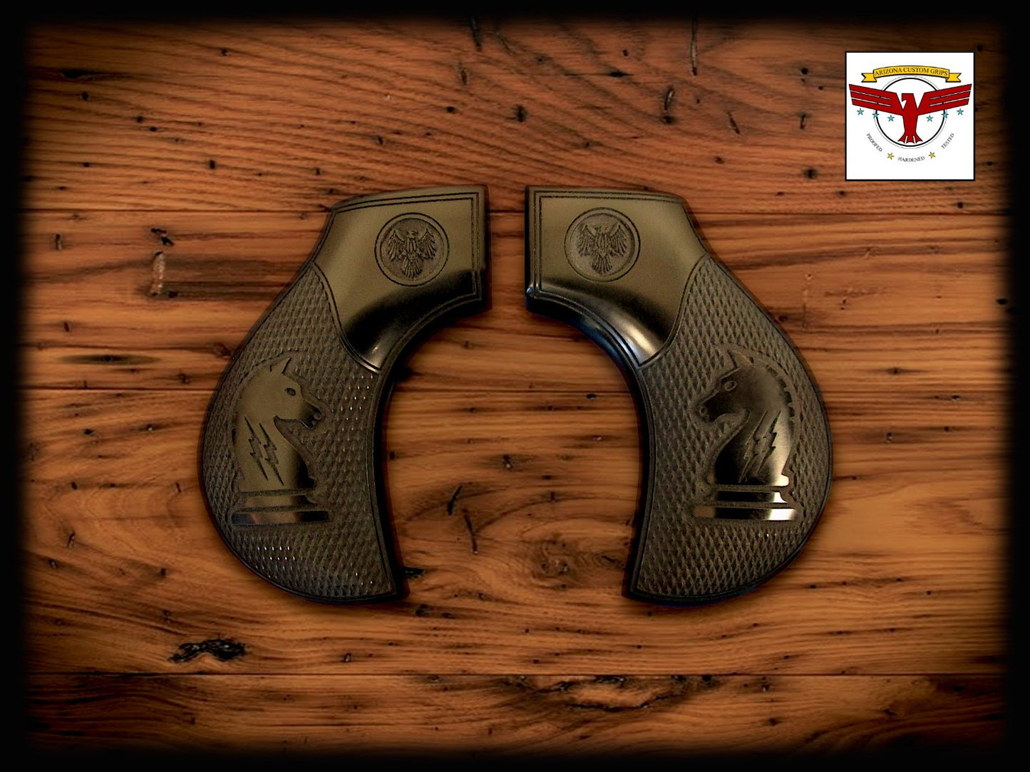 UBERTI / CIMARRON THUNDERER SAA MAGNA-TUSK™ GRIPS ~ 1P BLACK IVORY KNIGHT CHECK