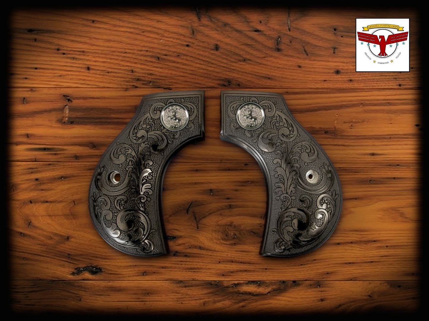 UBERTI / CIMARRON THUNDERER SAA MAGNA-TUSK™ GRIPS ~ 2P BLACK IVORY SCROLL