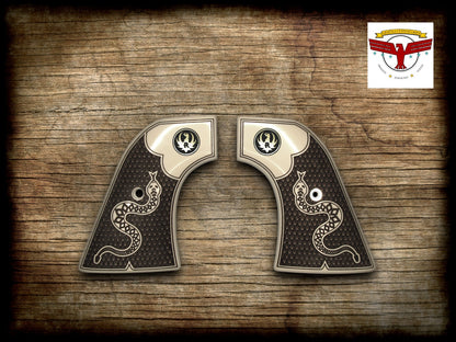 RUGER BLACKHAWK, VAQUERO, SINGLE SIX, SBH ~ Magna-Tusk™ IVORY RATTLESNAKE GRIPS