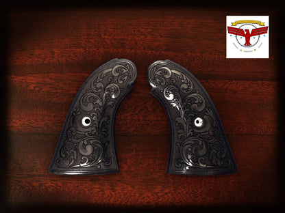 1858 Army Grips for ORIGINAL 19th century Remington ~ Magna Tusk Black Iv Scroll