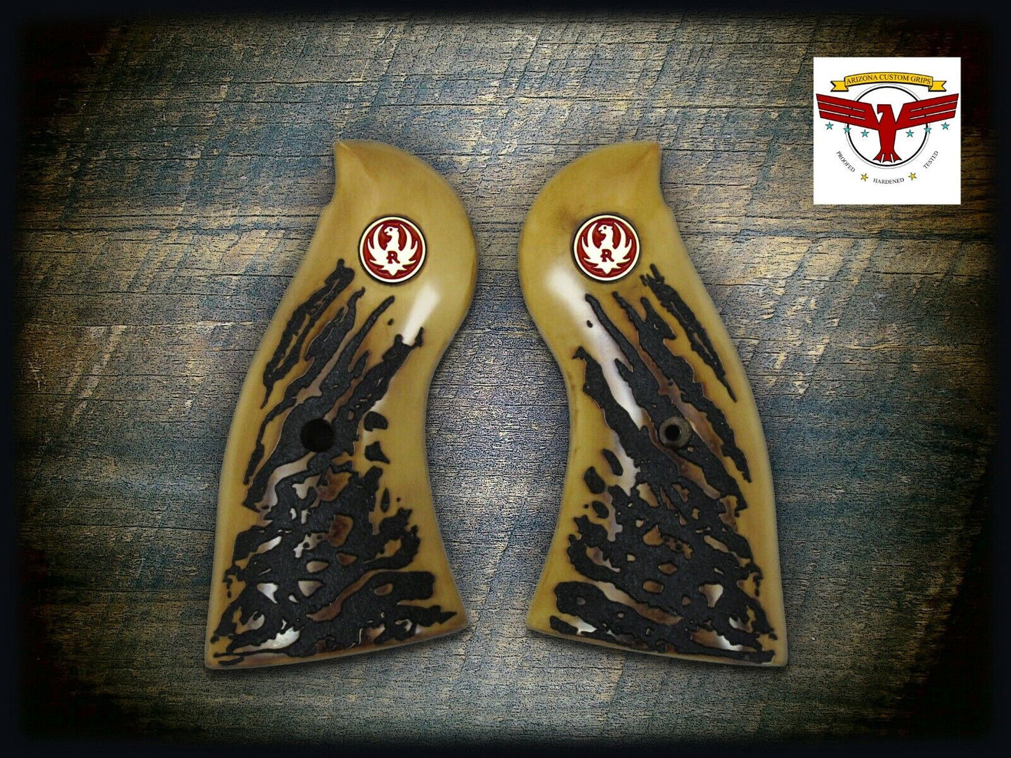 RUGER REDHAWK (Square-Butt) Magna-Tusk™ PREMIUM AGED STAG GRIPS