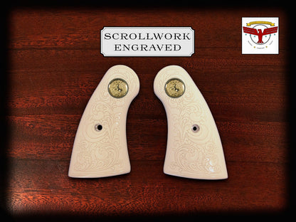 COLT PYTHON MAGNA-TUSK™ GRIPS – WHITE SCROLL ENGRAVED