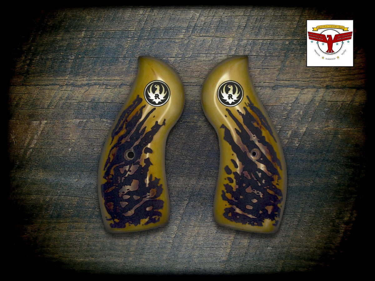 Round-Butt RUGER REDHAWK Magna-Tusk™ GRIPS ~ PREMIUM AGED STAG