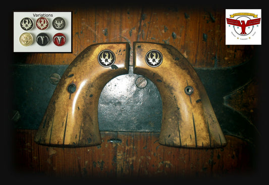 RUGER BLACKHAWK, VAQUERO, SINGLE SIX, SBH Rnd ~ Magna-Tusk™ ADI IVORY GRIPS qr