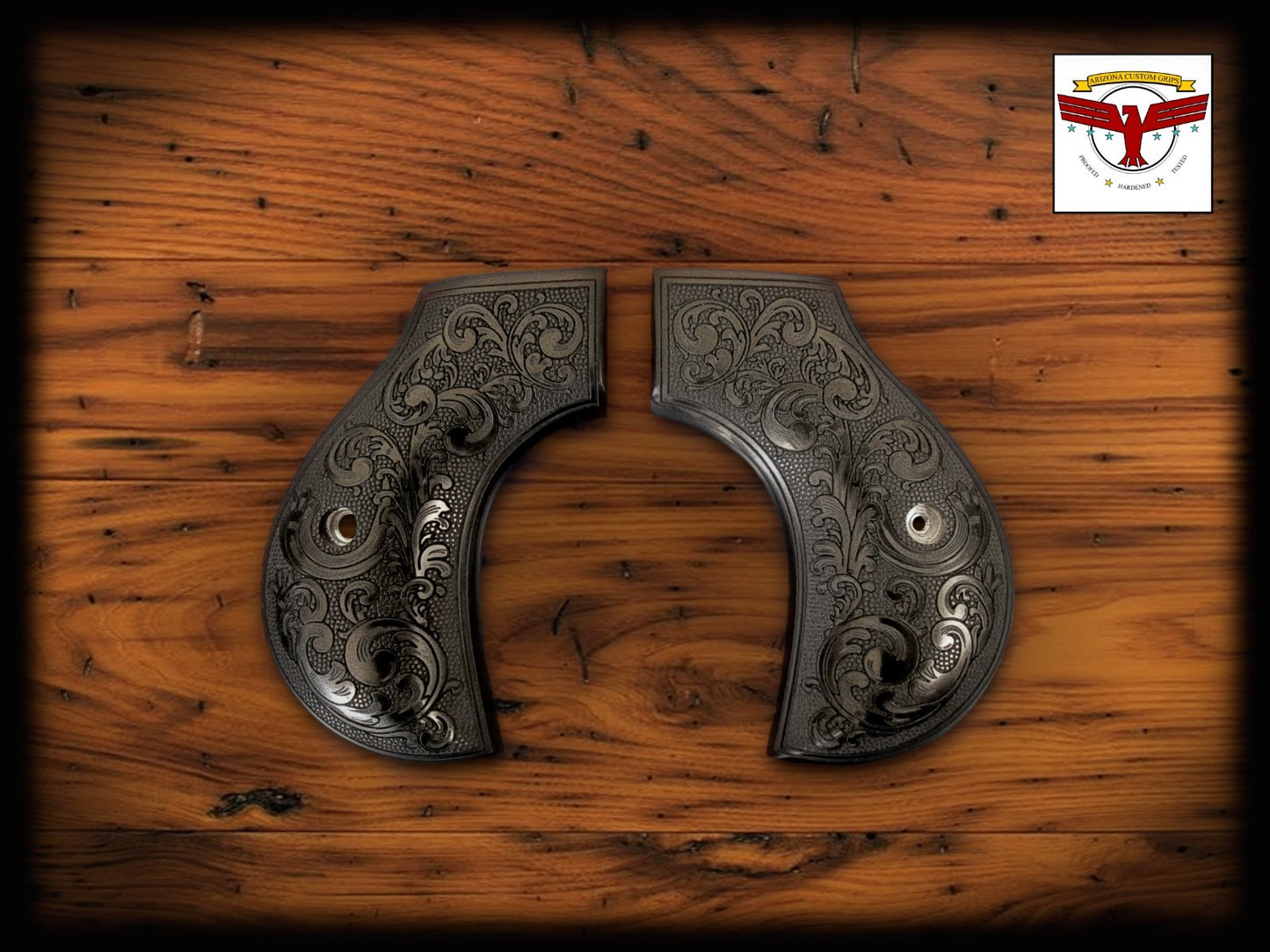 UBERTI / CIMARRON THUNDERER SAA MAGNA-TUSK™ GRIPS ~ 2P BLACK IVORY SCROLL