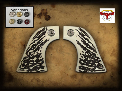 PIETTA 1860 ARMY PERCUSSION OR CARTRIDGE REVOLVER GRIPS ; 1P WHITE STAG