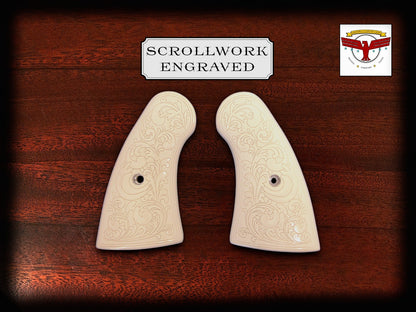 COLT PYTHON MAGNA-TUSK™ GRIPS – WHITE SCROLL ENGRAVED