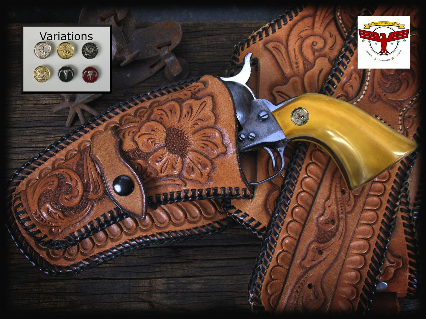 PIETTA FRONTIER, PISTOLERO, GREAT WESTERN II MAGNA-TUSK GRIPS ~ 1P AGED IVORY qr
